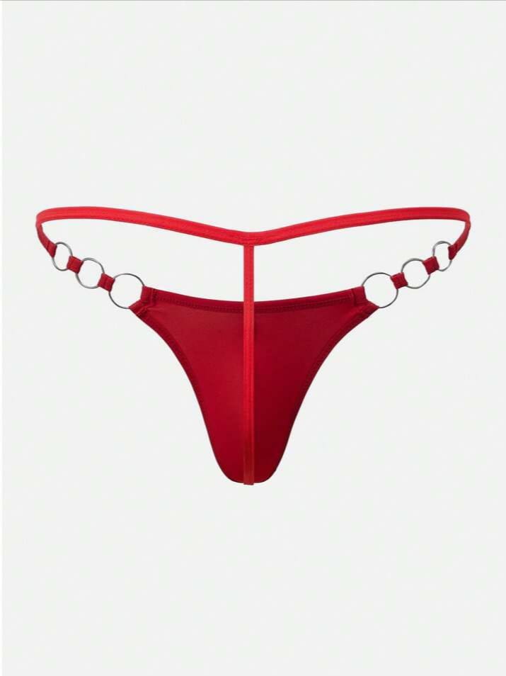 Men's Solid Color Metal Decor Sexy Briefs Underwear